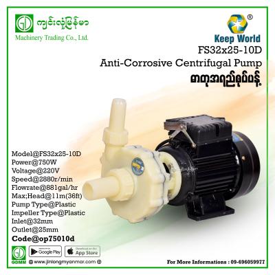 Anti-Corrosive Centrifugal Pump Keep World FS32×25-10D 750W (220v)