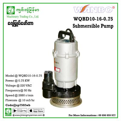 Submersible Pump WANBO WQBD10-16-0.75 750W 16m 2"